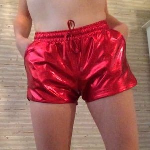 metallic red party shorts♥️✨🎉